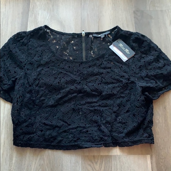 Miss Me Tops - New Miss Me black lace crop top large